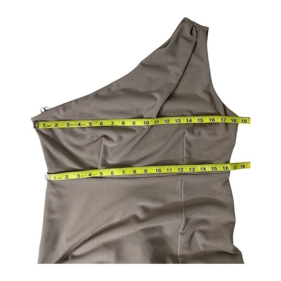 Birdy Gray Taupe One Shoulder KIRA Dress Crepe Sz XL - Picture 6 of 9